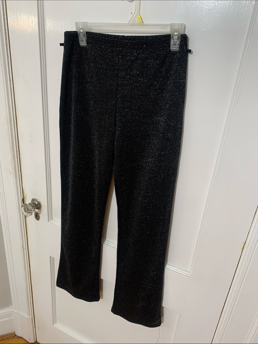 Shimmer Wide-Leg Knit Pants - Black